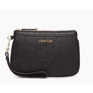 Large Top Zip Wristlet, Black
