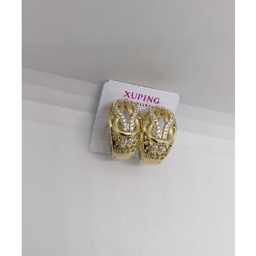 Cubic Zirconia Twist Hoop Earrings - Gold