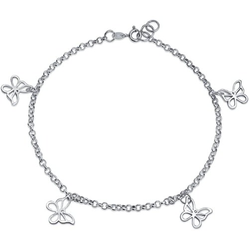 Hollow Butterfly Pendant Anklet - Silver