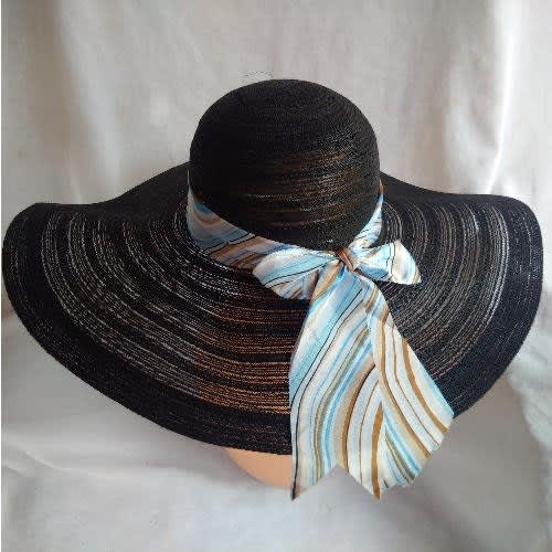 Women's Wide-brim Straw Hat - Black