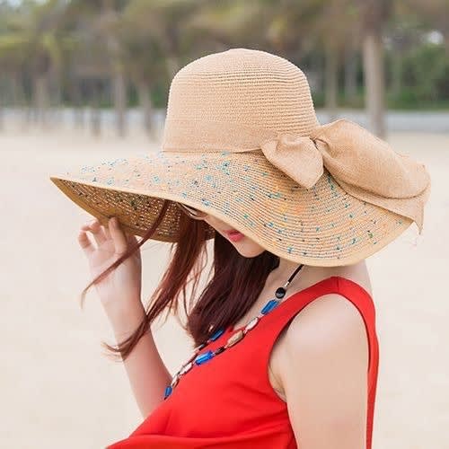 Ladies Wide Brim Hat Floppy Straw Hat For Church Or Beach