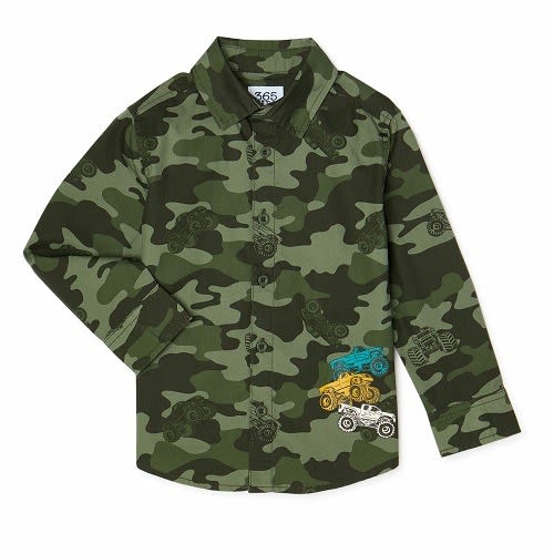 365 Kids Boys Long Sleeve Woven Button Down Shirt - Camo