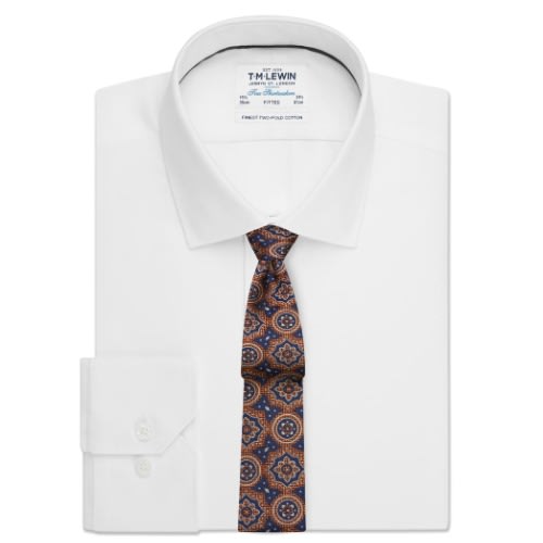 Twill Fitted White Single Cuff Shirt