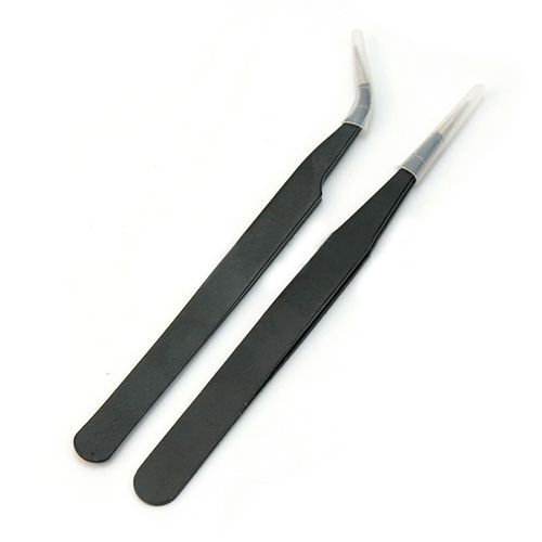 2Pcs Straight Curved Tweezers For Nail Art Eyelash-