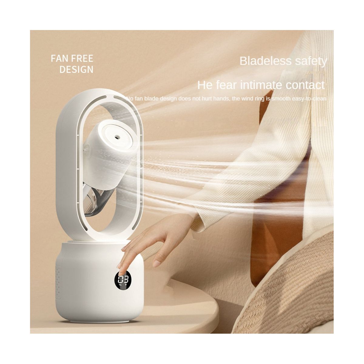 Portable less Fan LED Display Desktop Humidification Air Cooler Fan Spray Refrigeration Silent Fan for Office