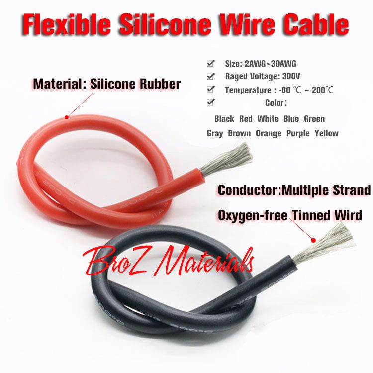 Tinned 22AWG Cable UL Temperature Wire Soft Copper High VW-1 Flexible Silicone