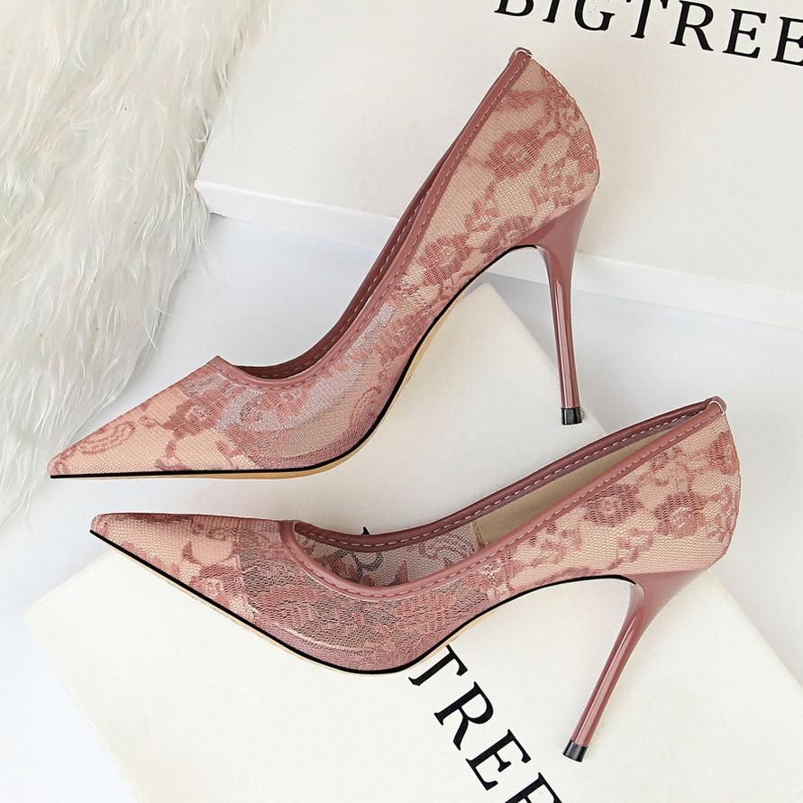 Women's High Heels 9CM Mesh Hollow High Heels Purple