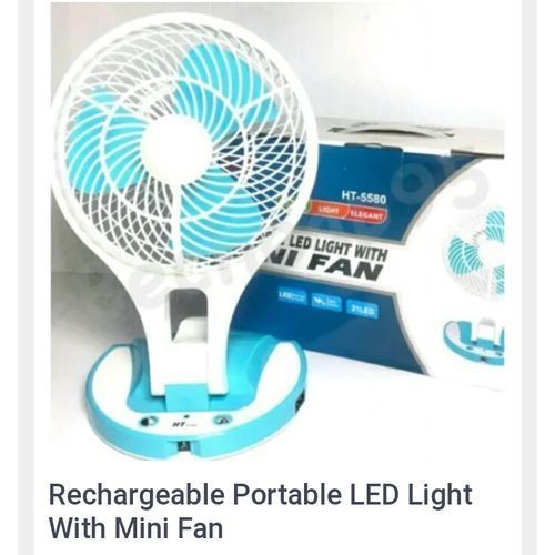 Rechargeable Portable Led Light With Mini Fan Table Top Fan