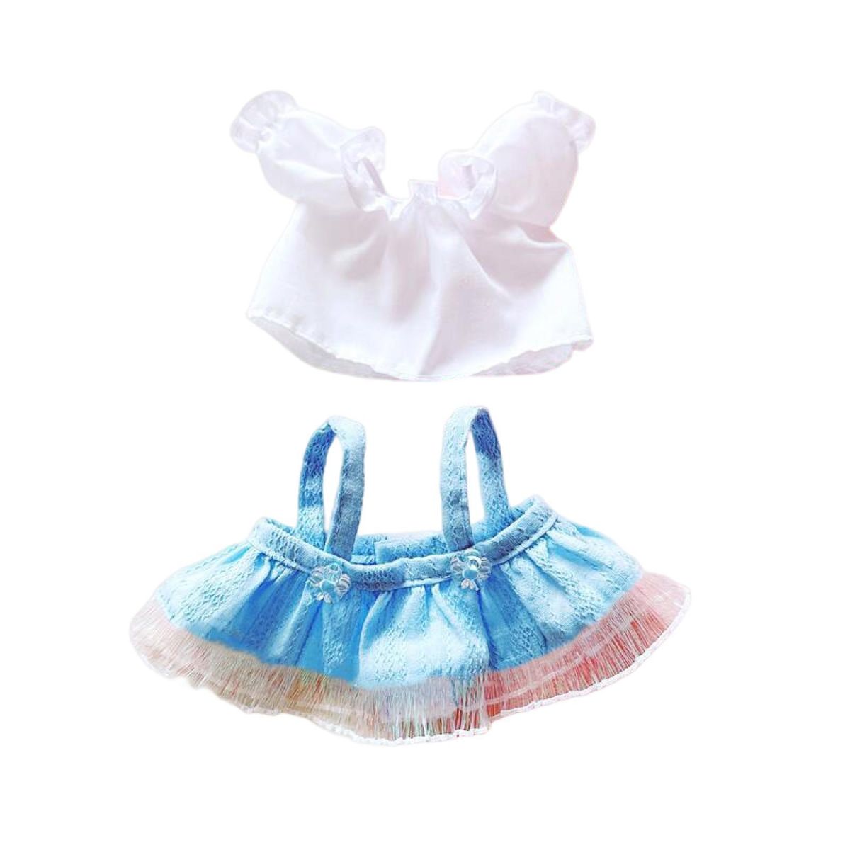 1 Set Doll Sling Dress 20cm Cotton Stuffed Idol Doll Tops Dress Set Blue
