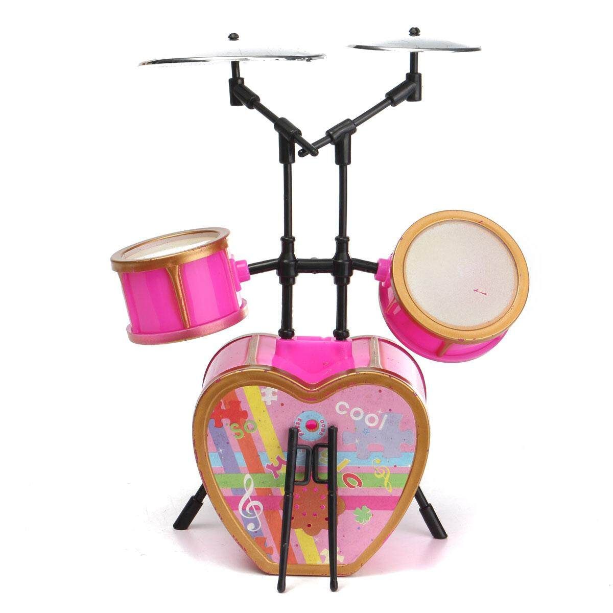 Cool Shocking Pink Drum Set Musical Instruments For Barbie Doll Dollhouse Decor