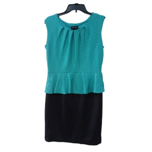 Women's Short Dress- Teal Green And Black
