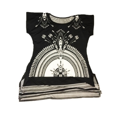 Ladies Ice Silk Temple Print Top - Black