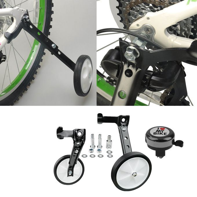 Kids Bike Rear Stabilizer Bicycle Training Support Wheel Heavy Black
