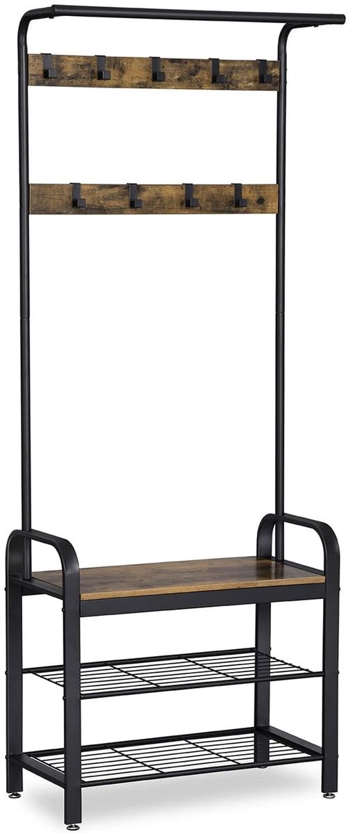 3 In 1 Coat Rack Shoe Bench Entryway Storage