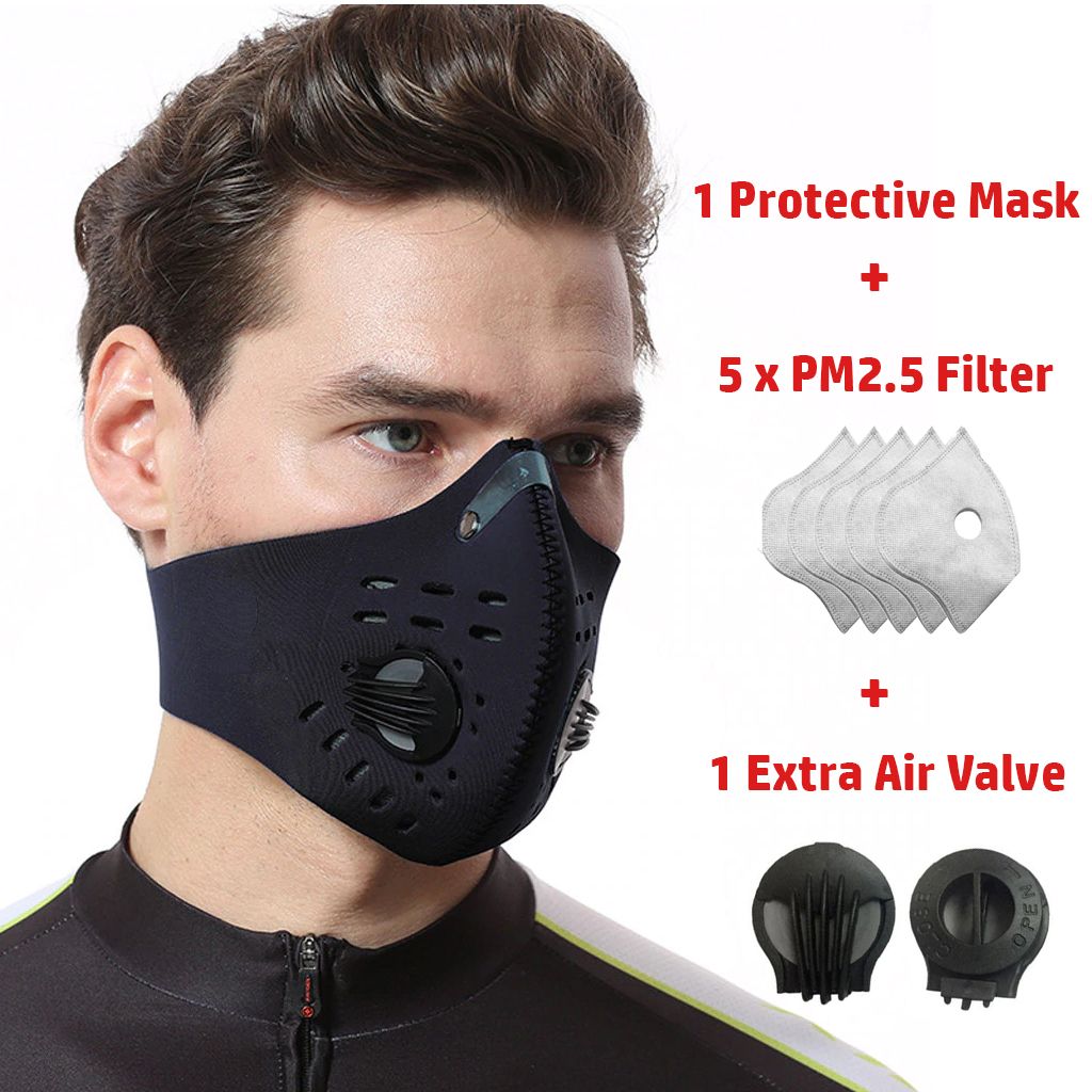 Washable Face Mask + PM2.5 Mask Filter + Respiratory Valve