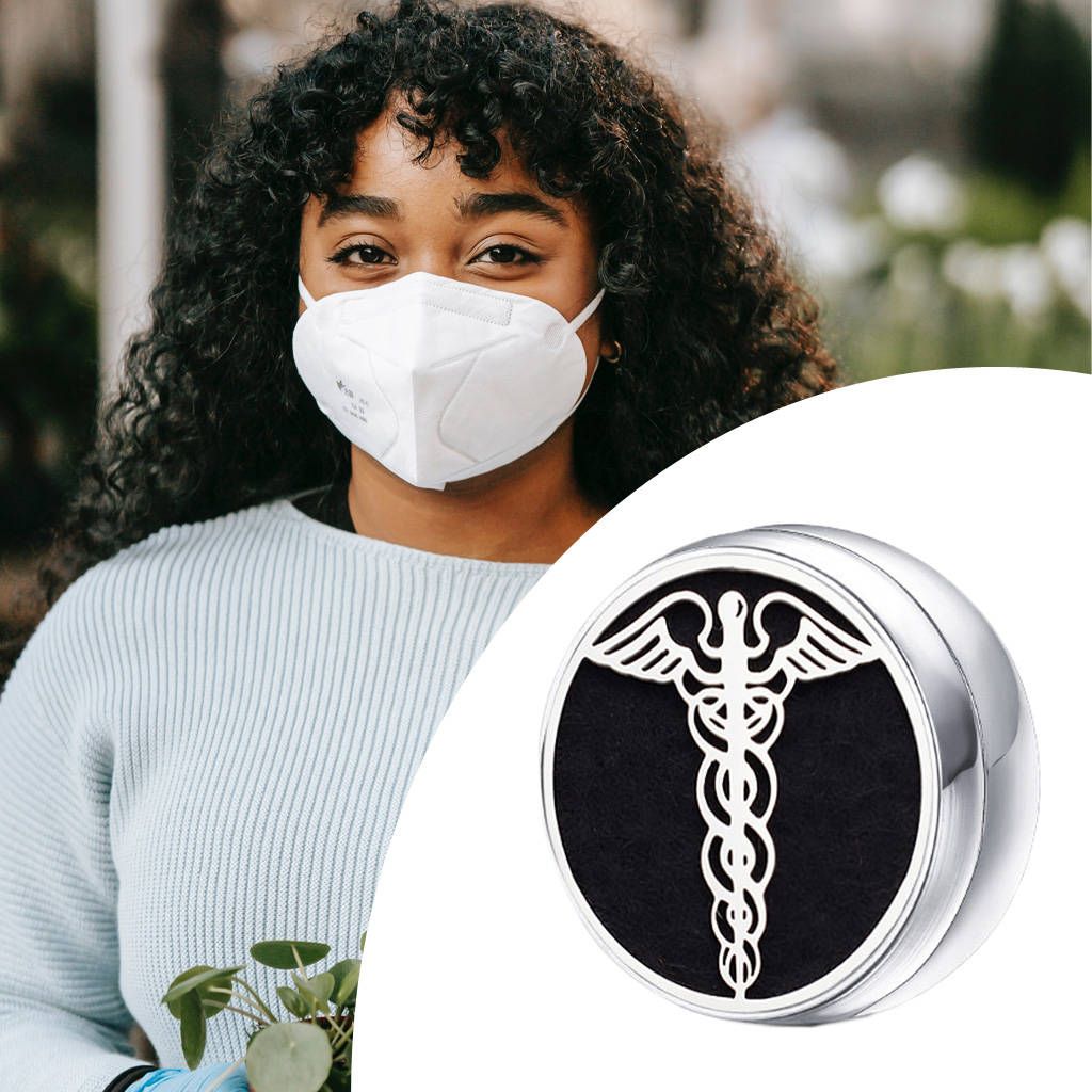 Stainless Steel Face Mask  Essential Oil Diffuser Locket Wing