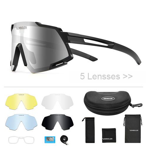 Road MTB Lensses 5 Sun Cycling Glasses NEWBOLER Polarized