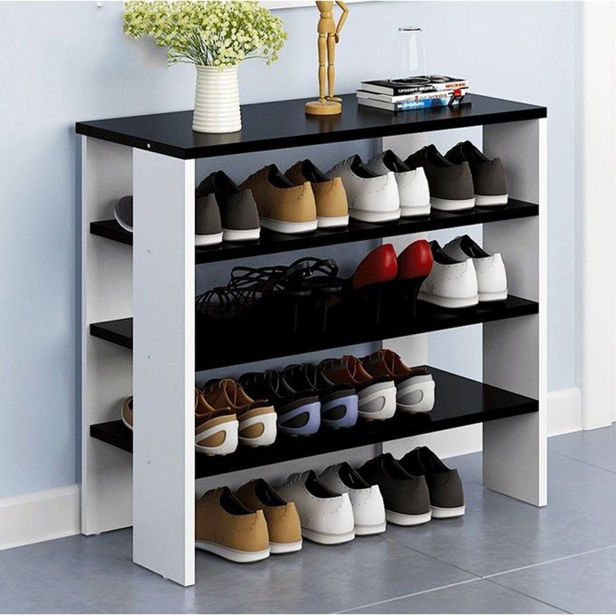 20 Pairs Multi-Layers Wooden Shoe Rack- 5 Layers-20 Shoes