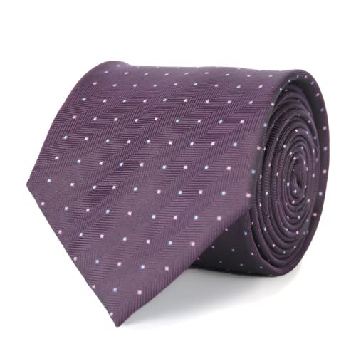 Polka Dots Burgundy Silk Tie