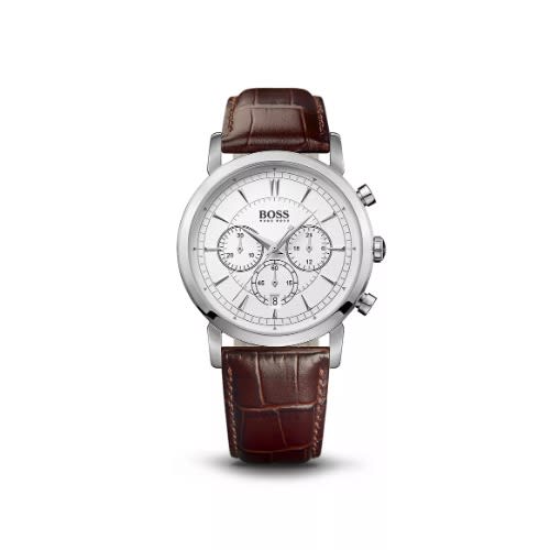 Chronograph White Dial Leather Men's Watch 1512871 - Brown