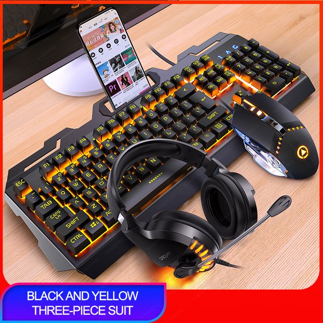 104 Keys Gaming Keyboard Mouse Headset Combos Mechanical