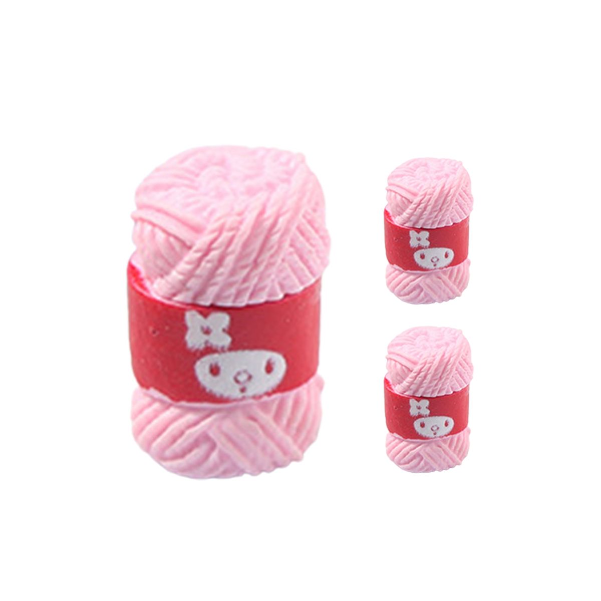 3Pcs Resin Yarn Ball Exquisite Handicraft Toys Vivid-Pink