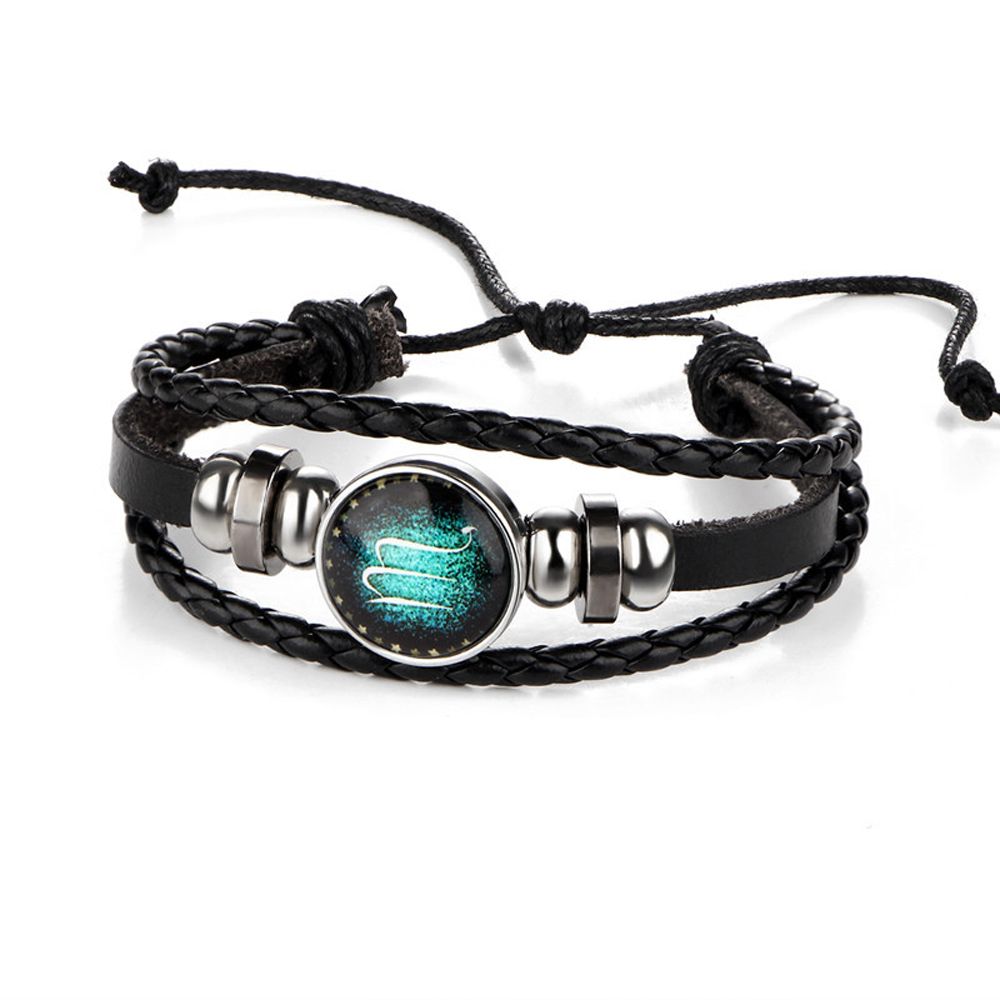 Twelve Constellations Bracelet Hand-woven Vintage Leather