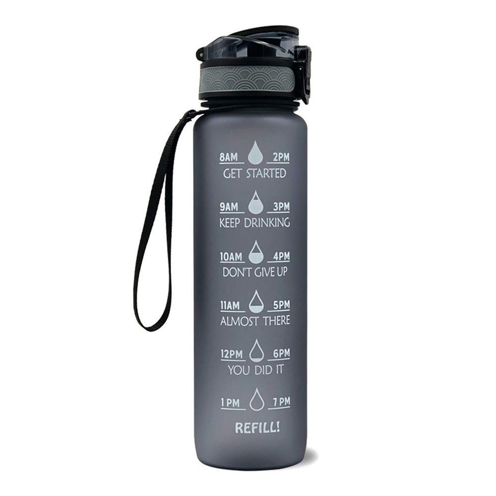 1PC 1L Sports Water Bottle With Time Marker BPA Free & Leak Proof