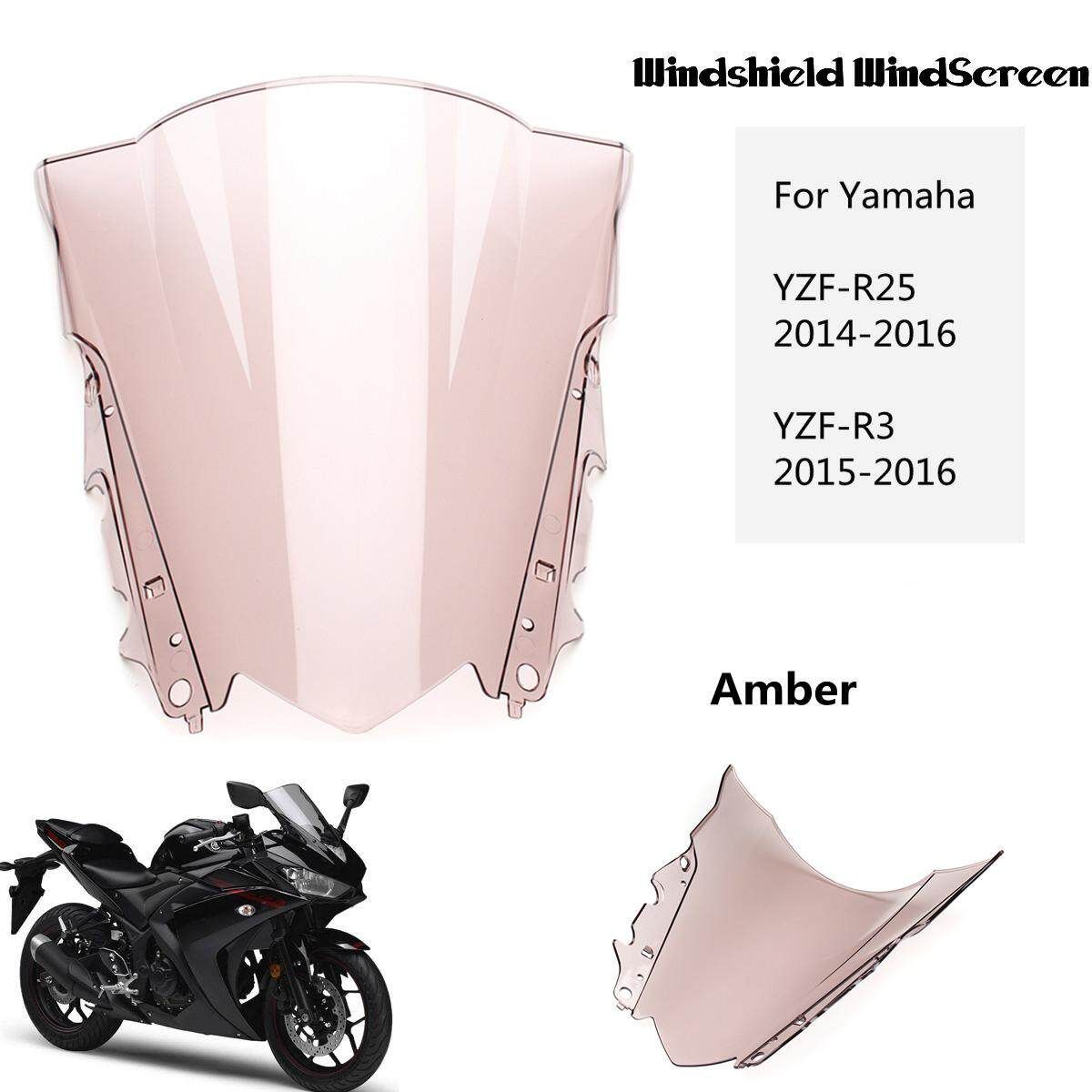 ABS Windshield WindScreen Double Bubble For Yamaha YZF-R25 2014-2016 R3 2015-16 (Amber) Transparent Amber