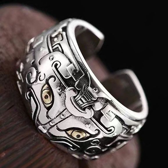 New Men's Fortified Feng Shui Black Obsidian Wealth Ring