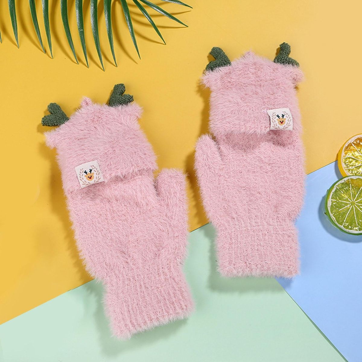 1 Pair Lady Ladies Winter Thermal Typing Mittens Pink