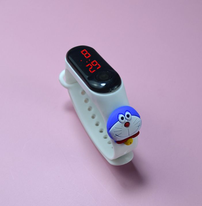 Children's Electronic Watch, LED Cartoon Buttons, White