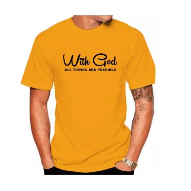 With God Cotton Print T-shirt - Yellow