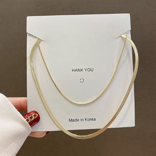 Non Tarnish Double Layered Stainless Steel Necklace- Gold
