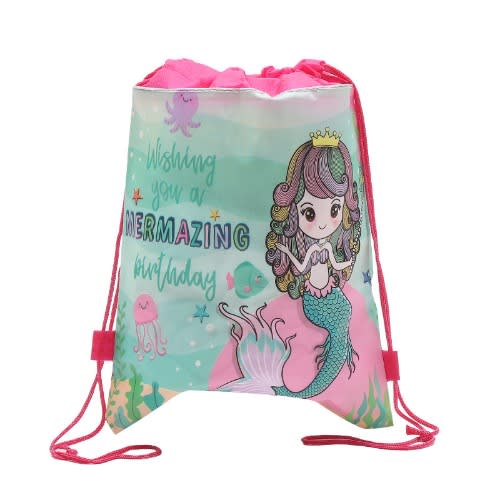 Little Mermaid Drawstring Party Bag - 12 Pcs