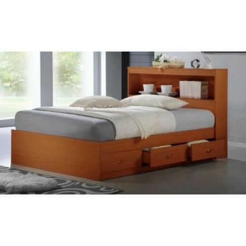 Sadia Besant -platform Bed With Drawers And Bookcase Cherry