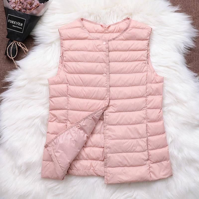 2022 Autumn/Winter New Light and Thin Down Coat Women's Inner Vest Round Neck Wearing Neckless