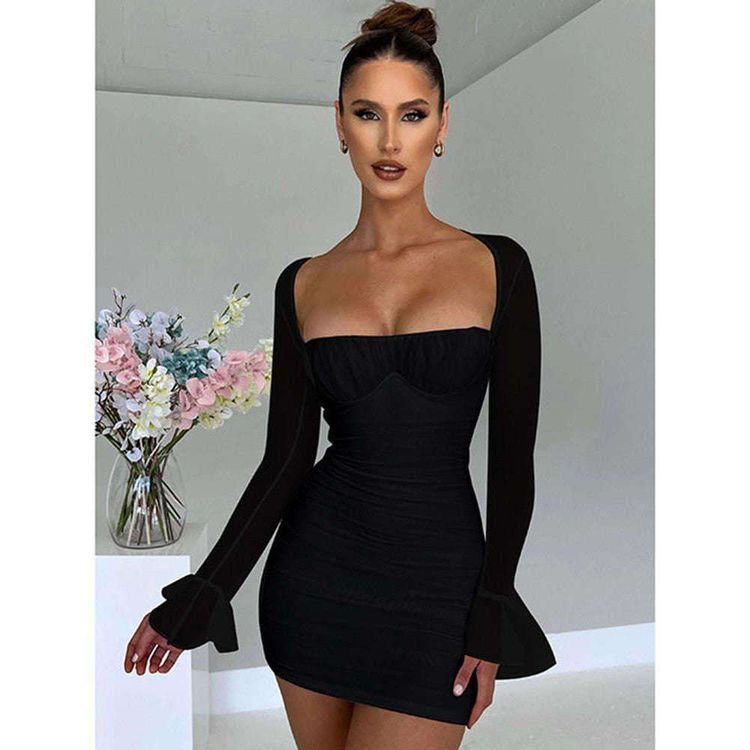 Full Sleeve Body Con Dress- Black