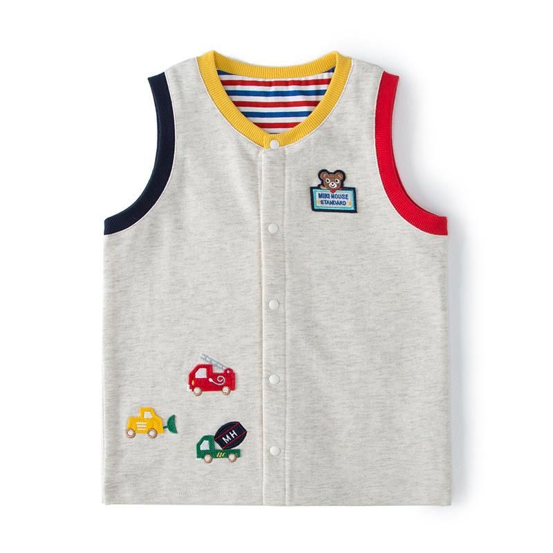 23 New Boys And Girls Baby Mk Embroidery Five Button Vest 4 Color Round Neck Cardigan Cott