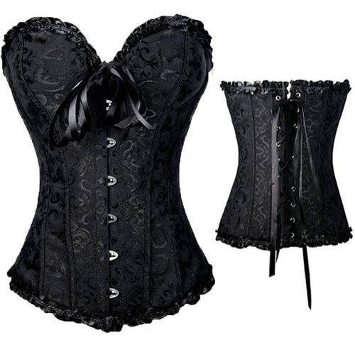 Black Corset Top Waist Cinchers Shaper Lace Women Steampunk Sexy Plus Size
