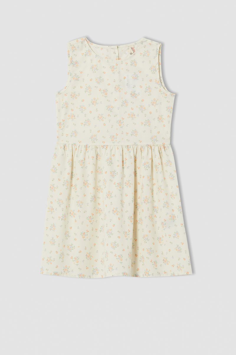 Girl Ecru Regular Fit Woven Dress