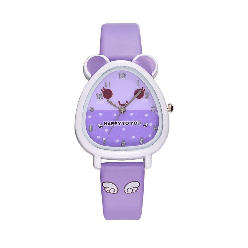 Cute Cartoon Faux Leather Strap Children Kids Analog-Purple