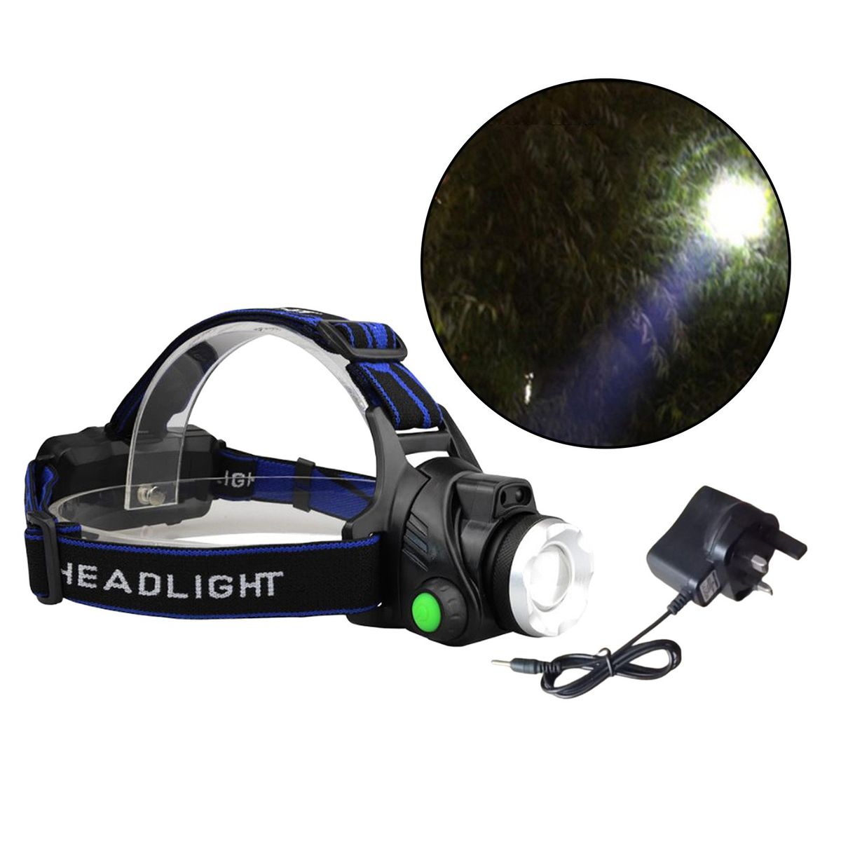 Headband Work Solar Lightweight  + UK Adapter + Battery