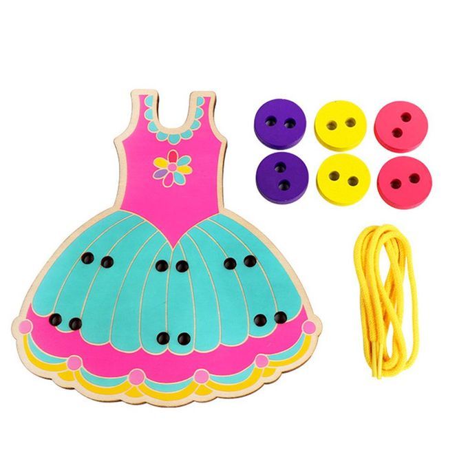 Children Cartoon Hedgedog Dress Manual Threading Sewing-