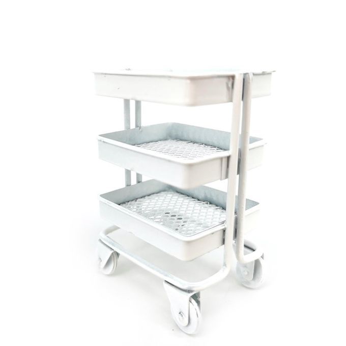 Iron 3 Tier Trolley Storage Rack DIY Doll House-White