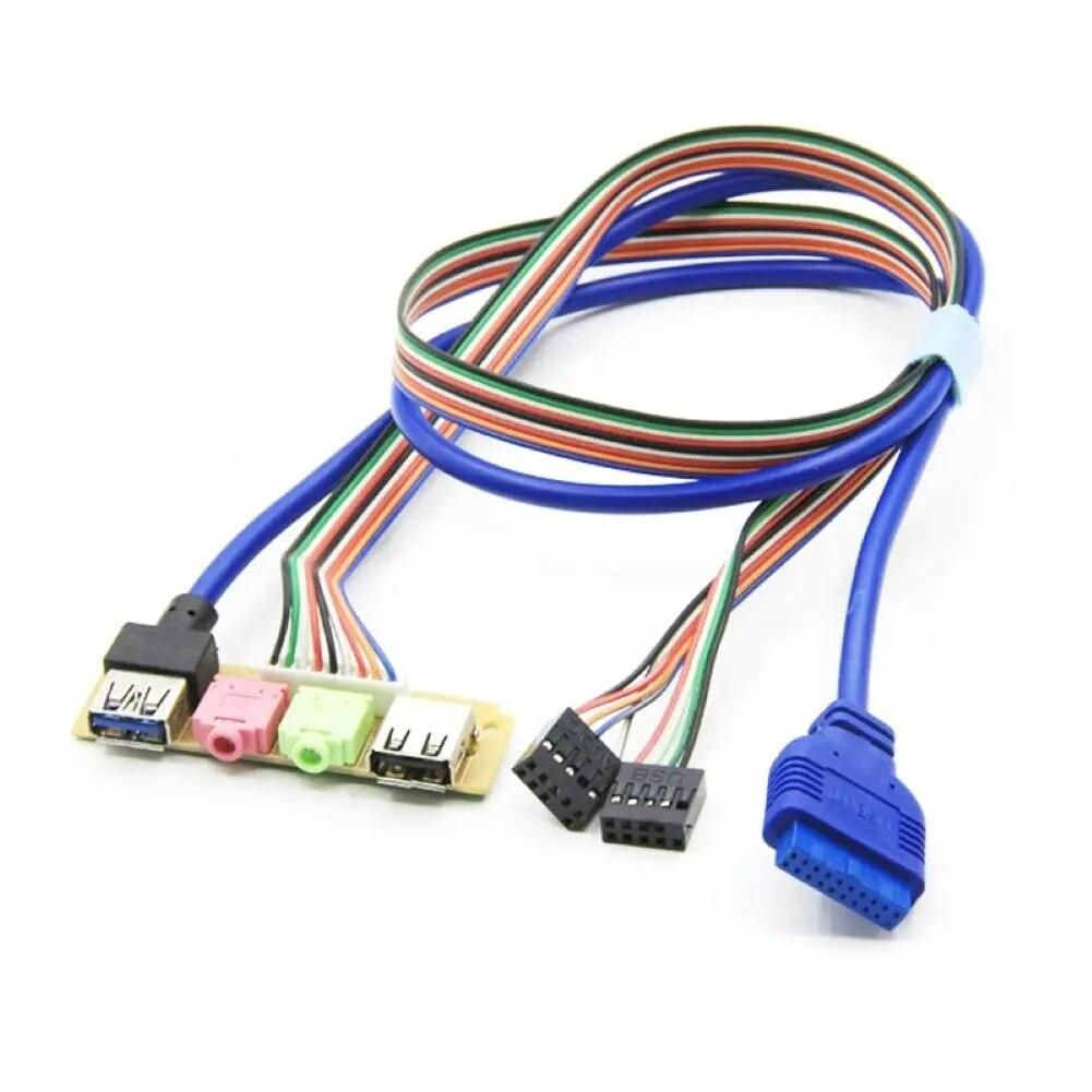 70cm Front Panel Front Case Panel USB3.0+USB2.0 HD Audio Jack Ports I/O Board Internal Cable Computer Cables Connectors