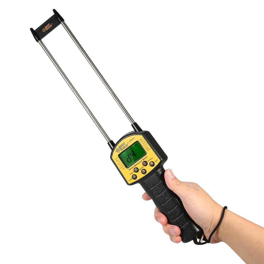Handheld LCD Digital Grain Moisture Meter Hygrometer With Measuring Probe For Corn Wheat Rice Bean