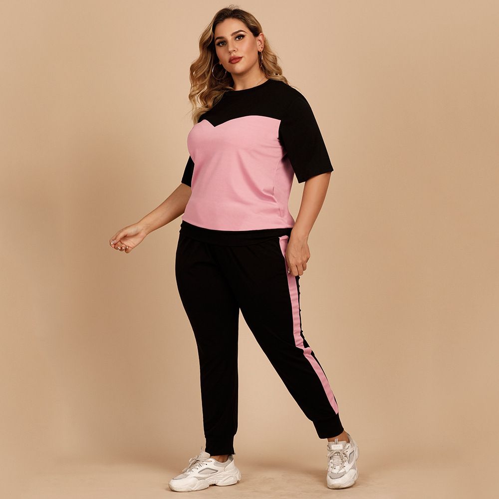 Tracksuit 2 Piece Set Summer Pullover Short Sleeve T-shirt + Casual