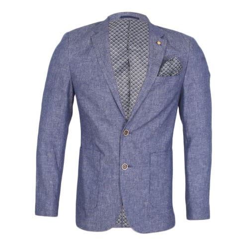 Men's Exclusive Linen Blazer - Blue