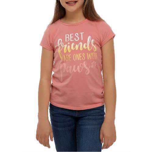 Girl's Best Friends Print Graphic Top - Coral